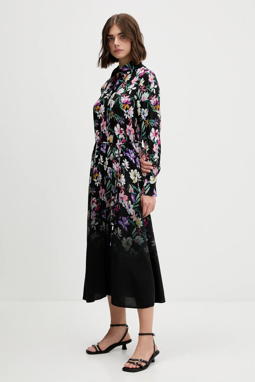 Сукня Desigual CAMISERO ACRIL колір чорний midi пряма 25WWVW11