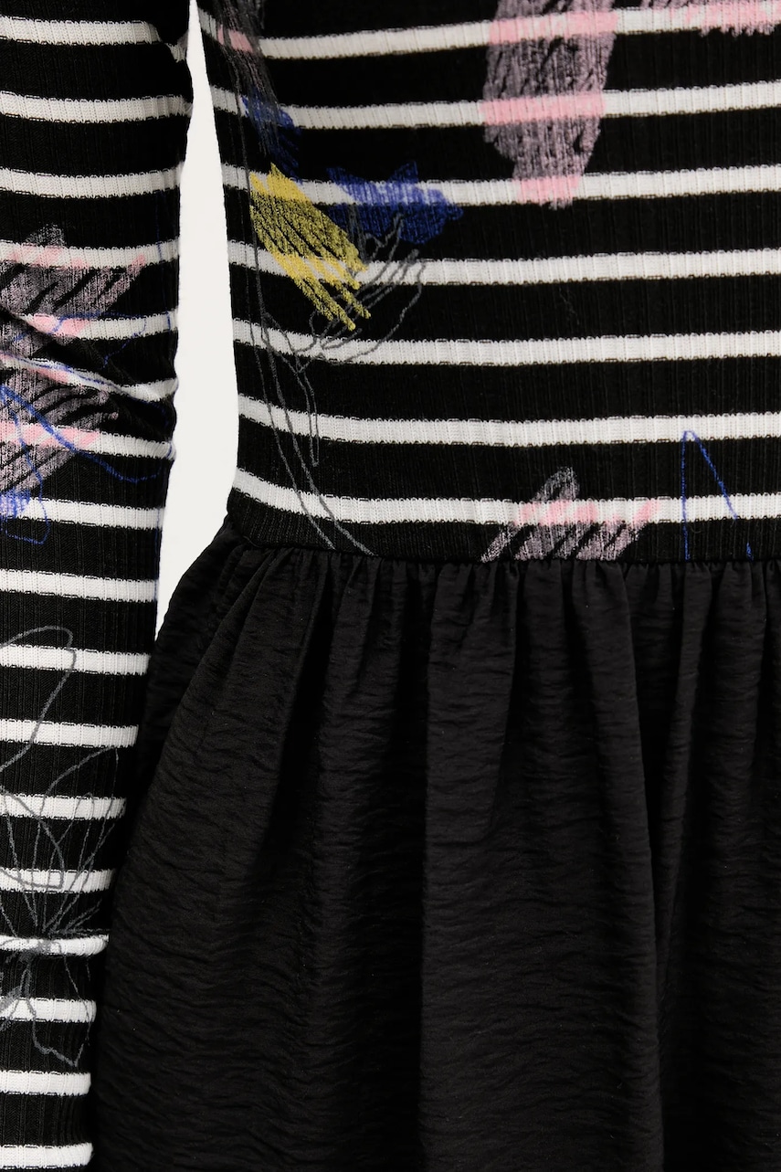 Сукня Desigual RAYA HIBRIDA колір чорний midi розкльошена 25WWVW15