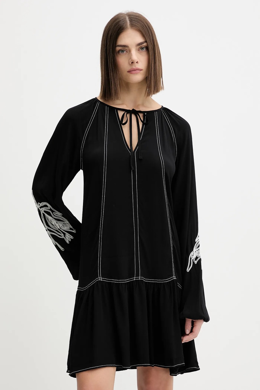 Desigual rochie SILVIANEGRO culoarea negru, mini, evazati, 25WWVW19