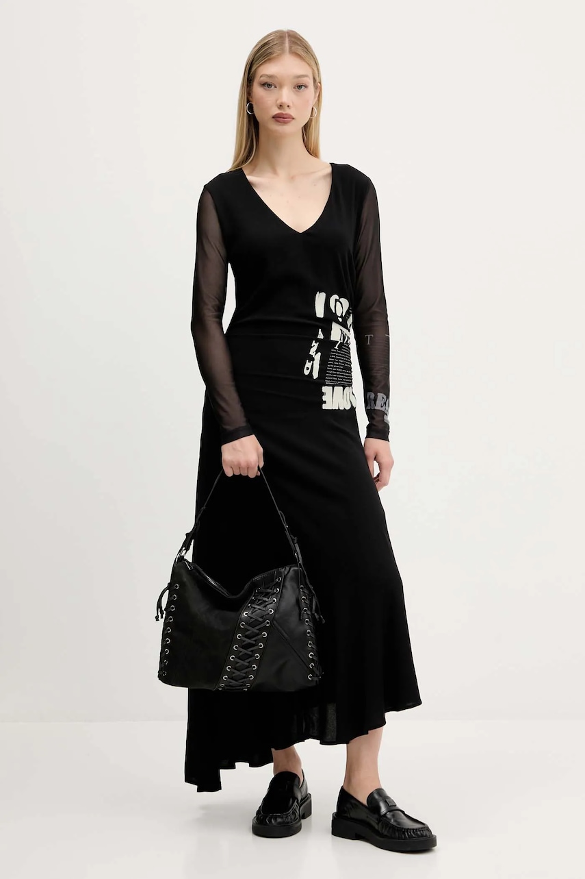Desigual rochie POSINEW culoarea negru, maxi, evazati, 25WWVW26