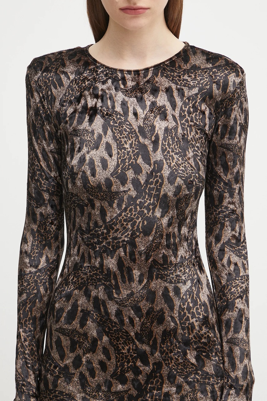 Велюрова сукня Fiorucci Banimalier Print Velour Padded Mini колір коричневий mini облягаюча W02FPDMN011VR01BR01