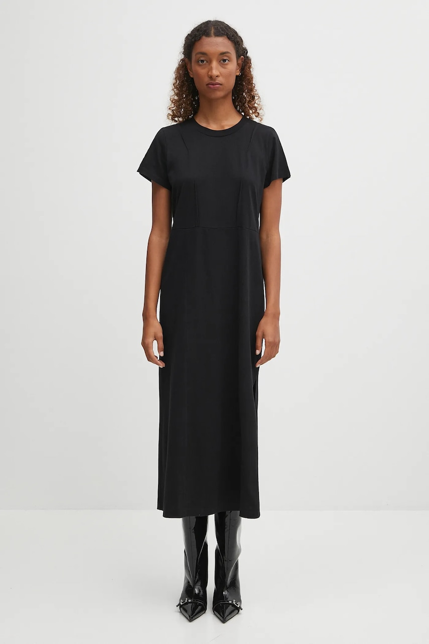 MM6 Maison Margiela rochie din bumbac culoarea negru, midi, evazati, S52DD0068.M20050.900 MM6 Maison Margiela rochie din bumbac culoarea negru, midi, evazati, S52DD0068.M20050.900