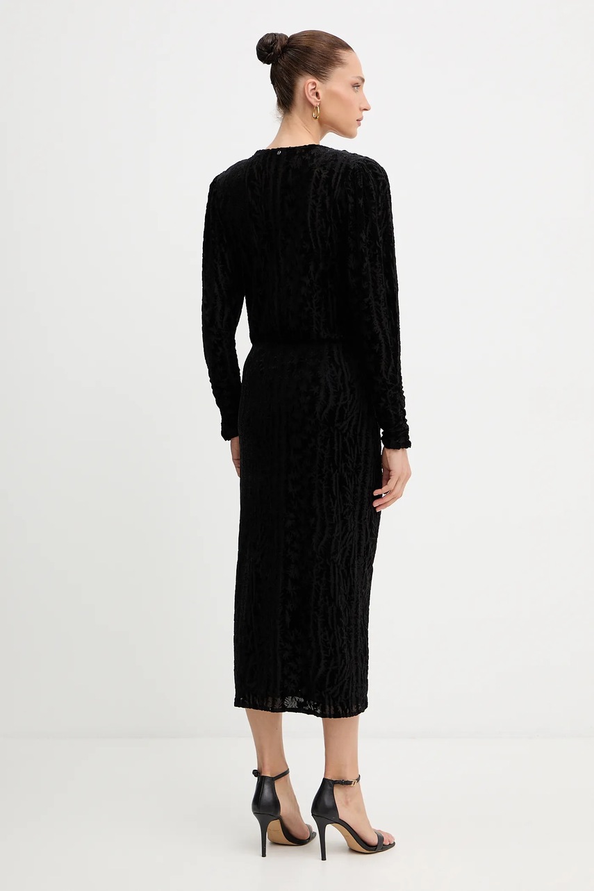 Сукня BOSS Orange колір чорний midi розкльошена 50547812