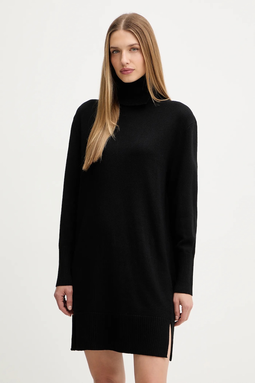 BOSS Orange rochie cu lână culoarea negru, mini, drept, 50550493