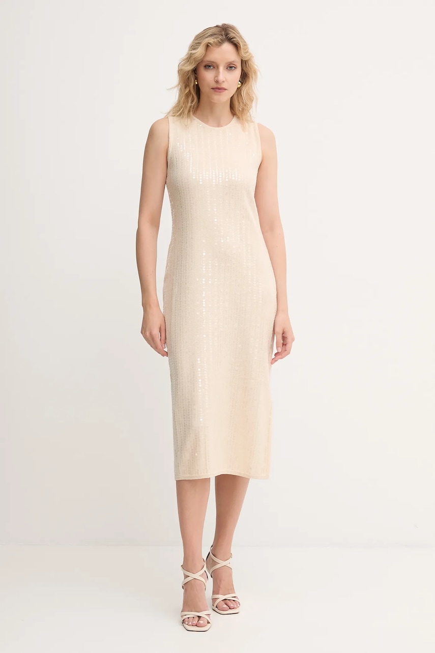Marella rochie culoarea bej, midi, drept, 2523326024200