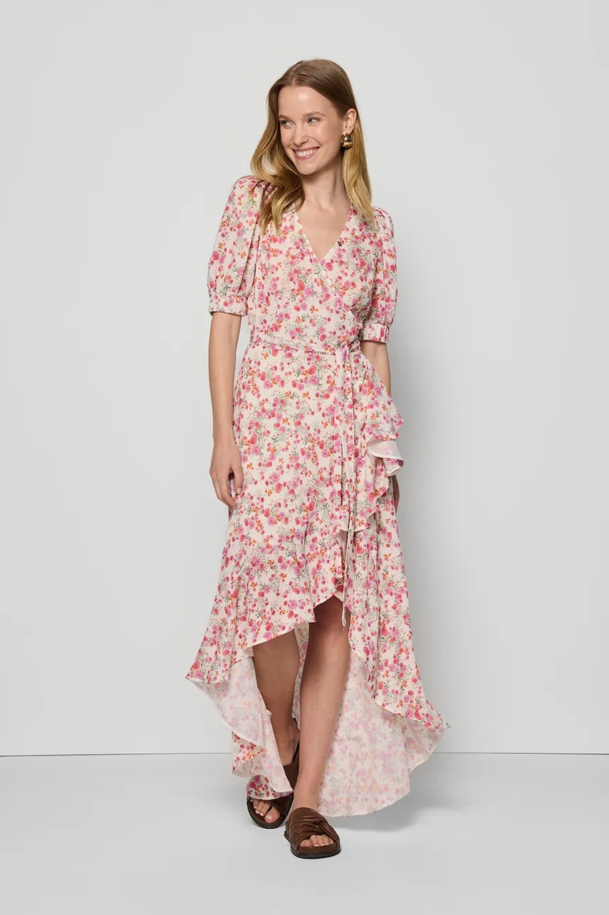 Bizuu rochie ISLAY culoarea roz, midi, evazați, ISLAY MULTIKOLOR
