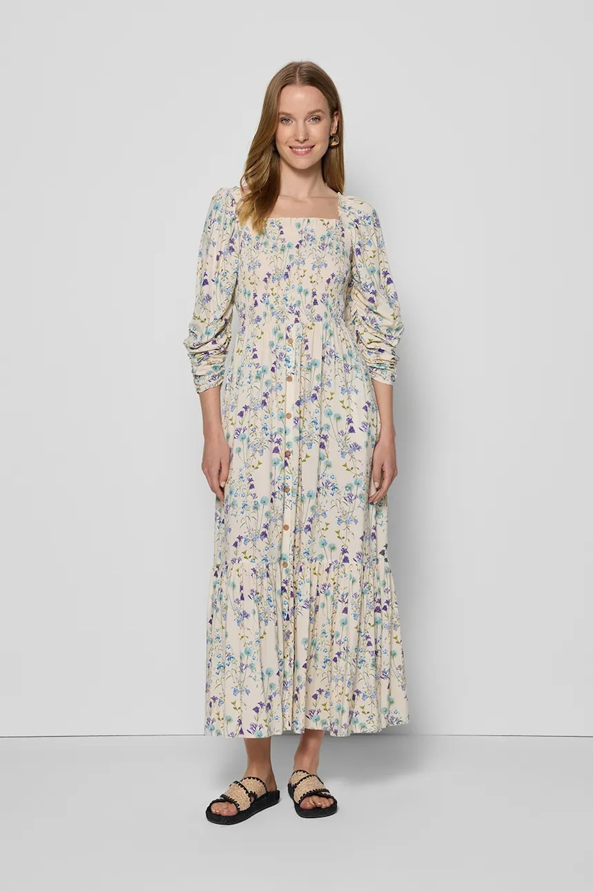 Bizuu rochie PATRYA culoarea bej, midi, evazați, PATRYA KREMOWY