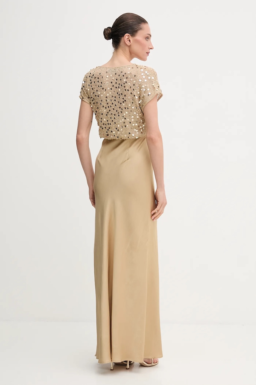 Сукня Never Fully Dressed колір золотий maxi розкльошена NFDDR2230