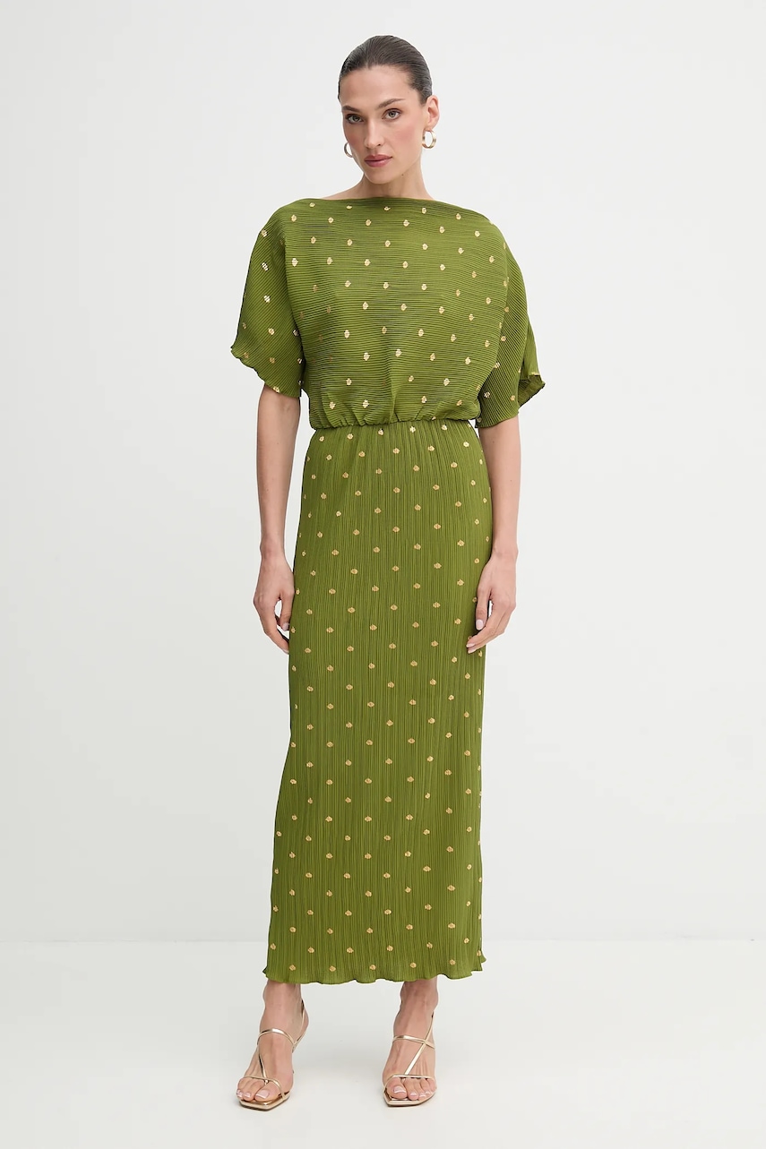 Never Fully Dressed rochie culoarea verde, maxi, evazați, NFDDR2965