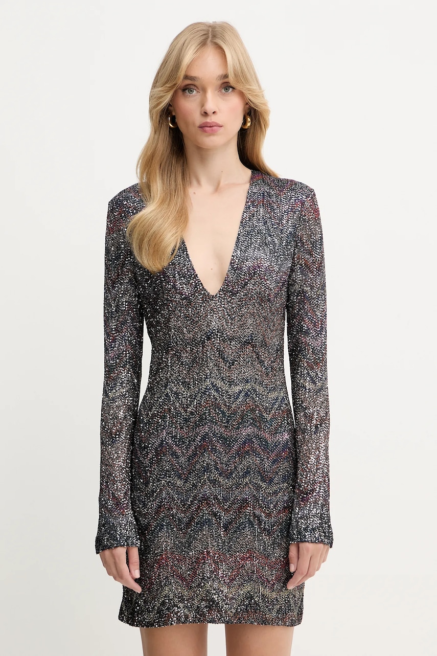 Missoni rochie culoarea argintiu, mini, mulata, DS25WG1N.BC005G
