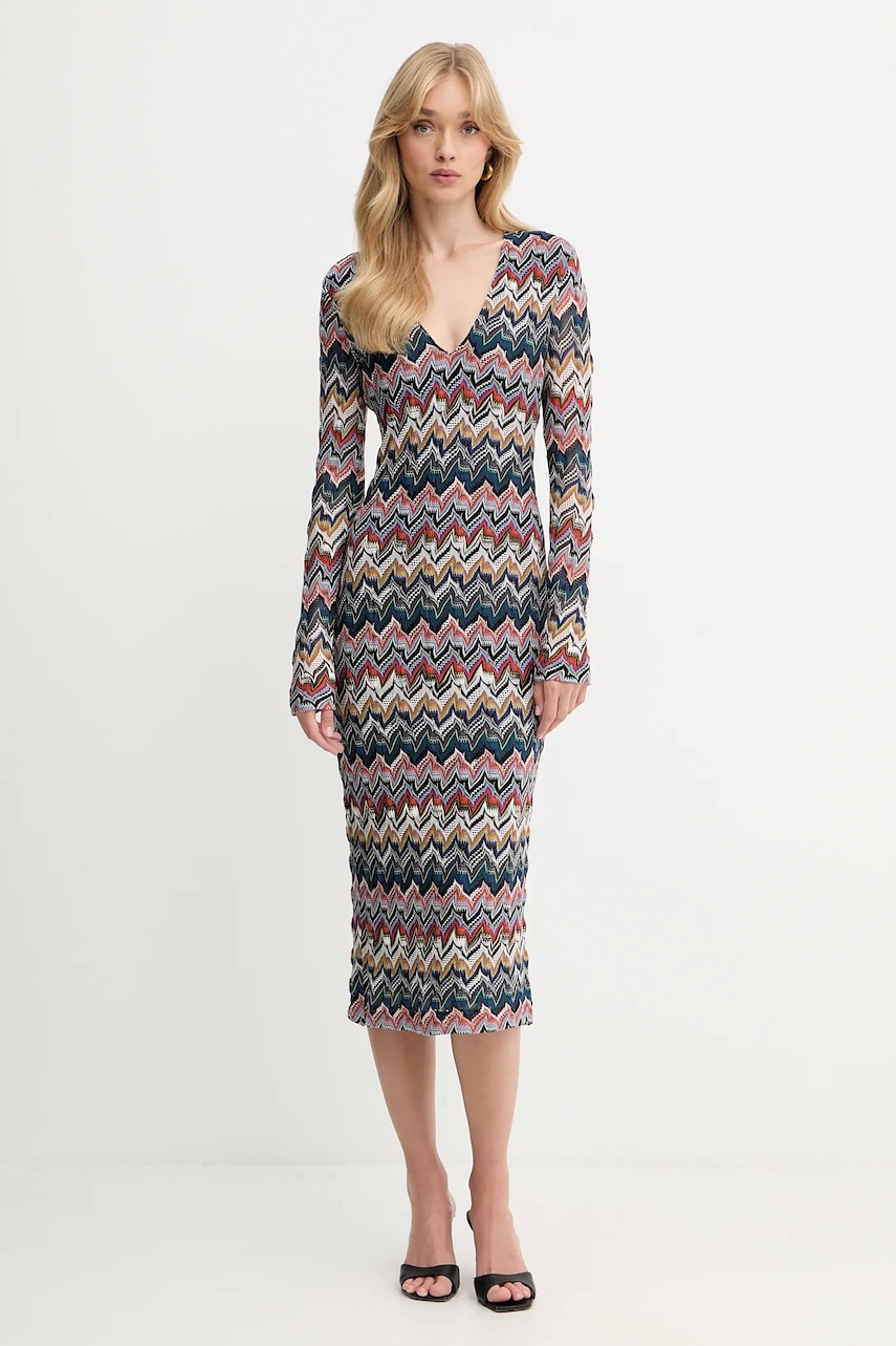 Missoni rochie din lână culoarea bleumarin, midi, mulata, DS25WG1V.BR012F