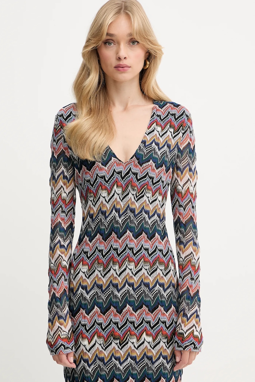 Сукня з вовною Missoni колір синій midi облягаюча DS25WG1V.BR012F