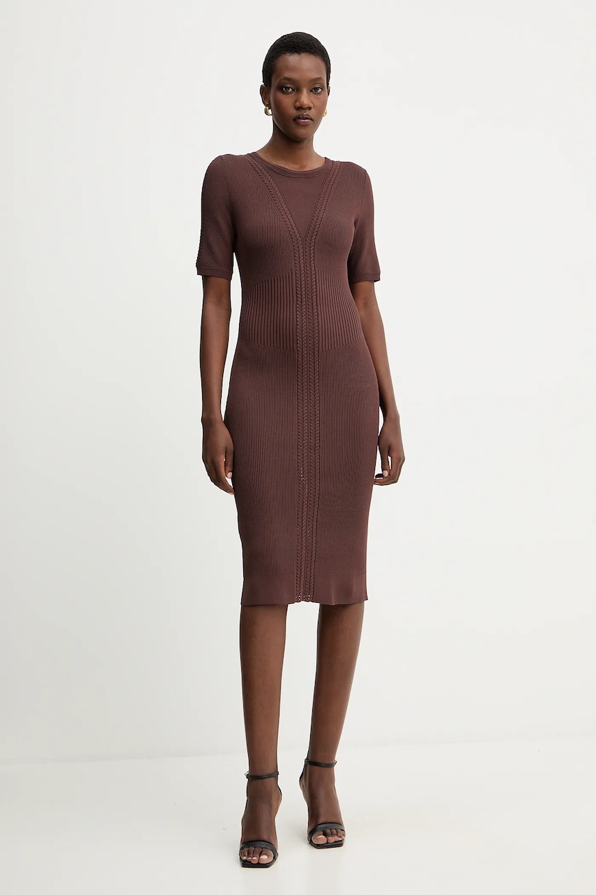 Herve Leger rochie Alina culoarea maro, mini, mulată, DCR8524107