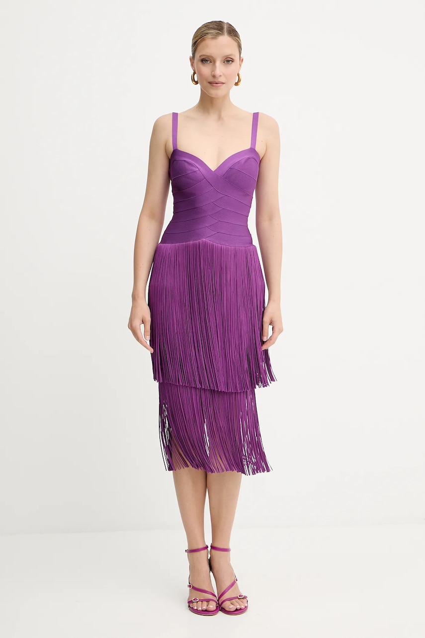 Сукня Herve Leger Georgia колір фіолетовий mini облягаюча FRI8525605