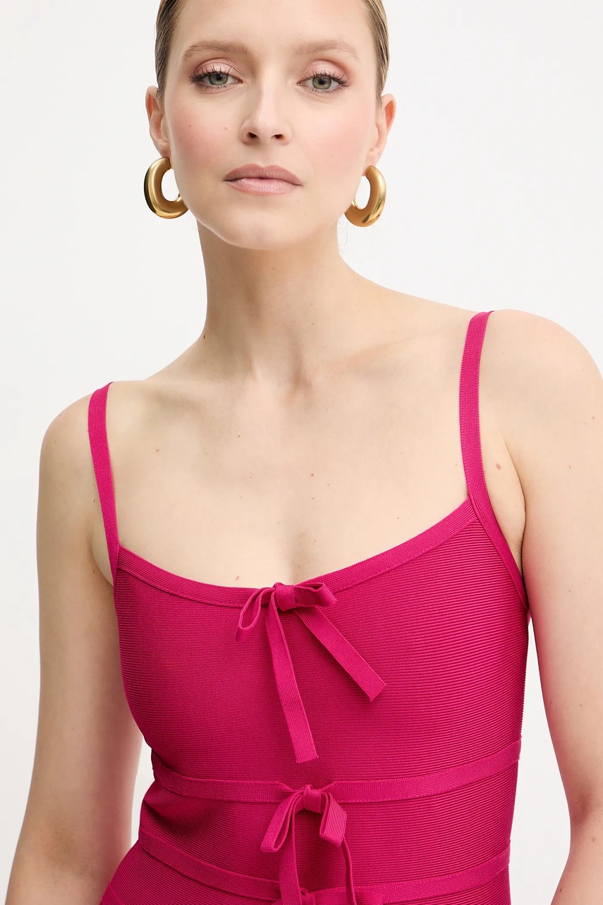 Сукня Herve Leger Alicia колір рожевий midi облягаюча HBB8524977