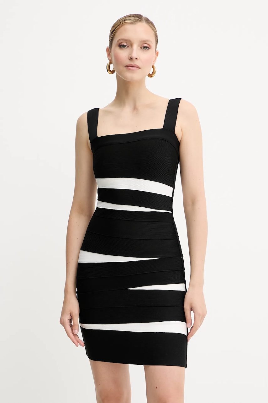Herve Leger rochie Eve culoarea negru, mini, mulata, HLT8524993