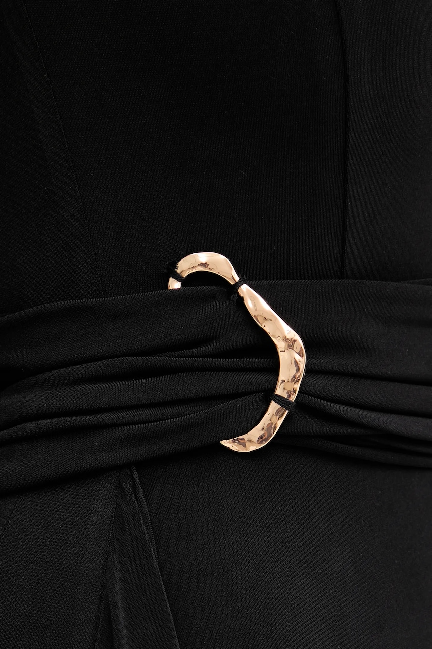 Сукня Herve Leger Mila колір чорний maxi розкльошена RMJ8524949
