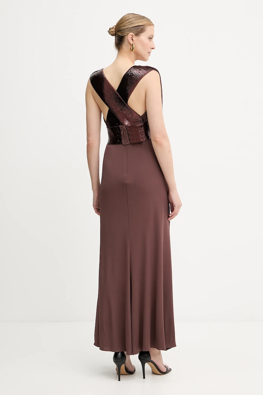 Сукня Herve Leger Lucille колір коричневий maxi пряма SEJ8524861
