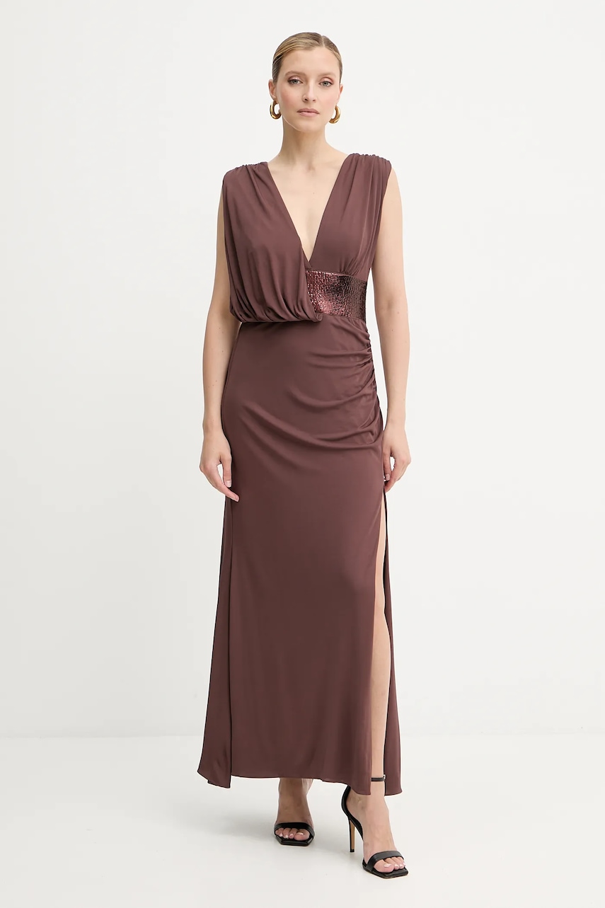 Сукня Herve Leger Lucille колір коричневий maxi пряма SEJ8524861