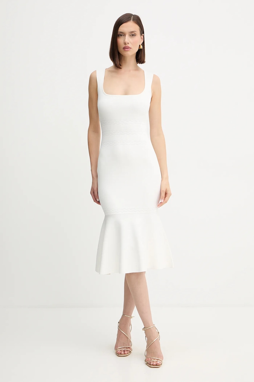 Herve Leger rochie Camille culoarea alb, midi, evazați, DSP8535748