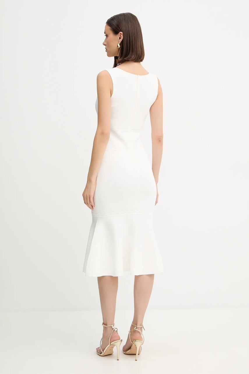 Сукня Herve Leger Camille колір білий midi розкльошена DSP8535748
