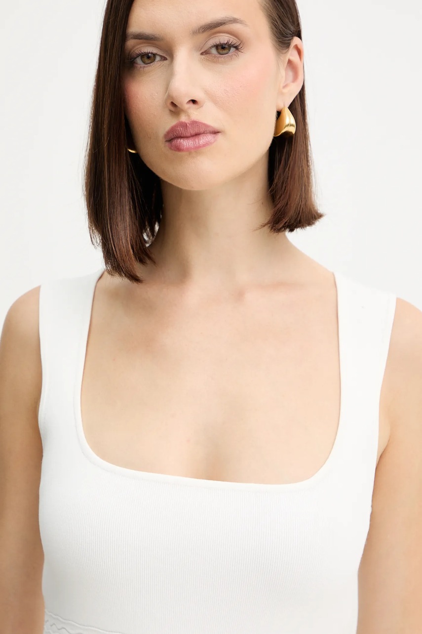Сукня Herve Leger Camille колір білий midi розкльошена DSP8535748