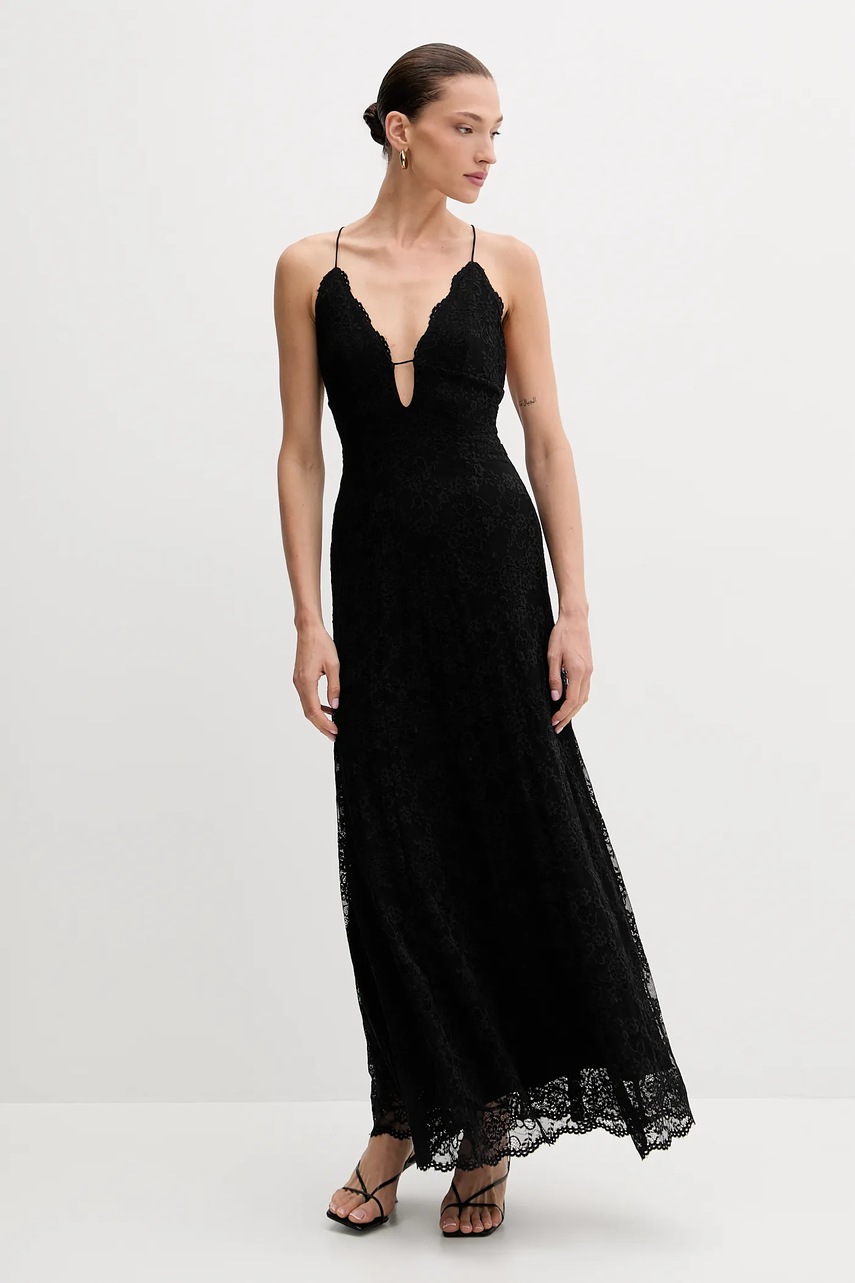 Сукня Bardot колір чорний midi розкльошена 60060DB