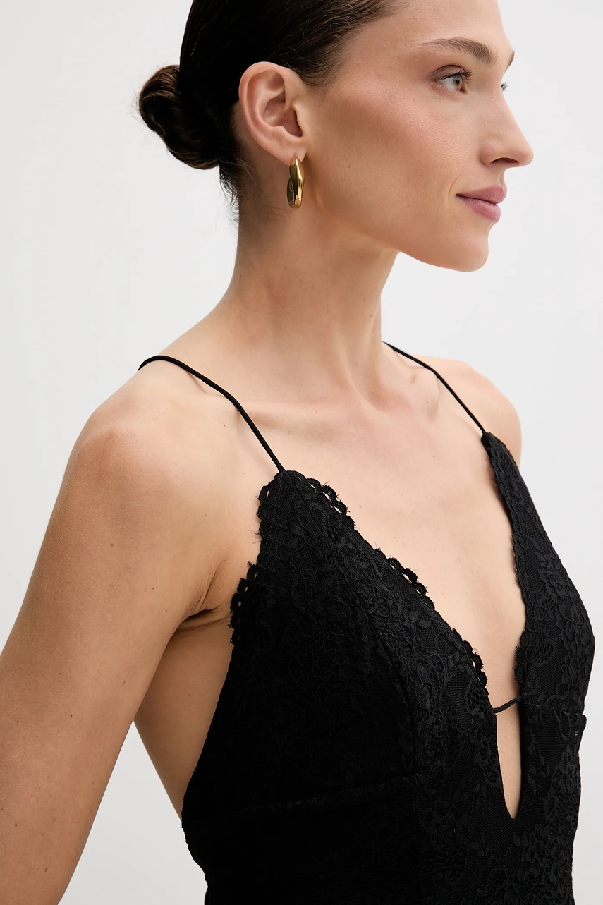 Сукня Bardot колір чорний midi розкльошена 60060DB