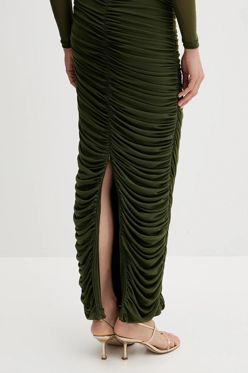 Сукня Bardot колір зелений maxi облягаюча 60119DB