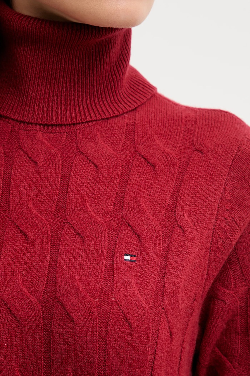 Сукня з додаванням вовни Tommy Hilfiger колір бордовий maxi пряма WW0WW46429