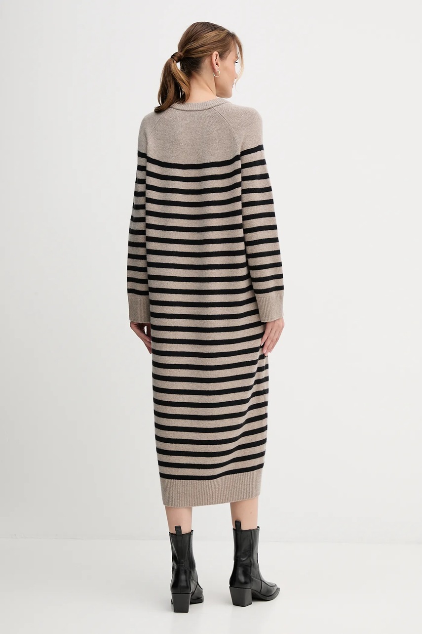 Вовняна сукня Tommy Hilfiger колір бежевий midi oversize WW0WW46761