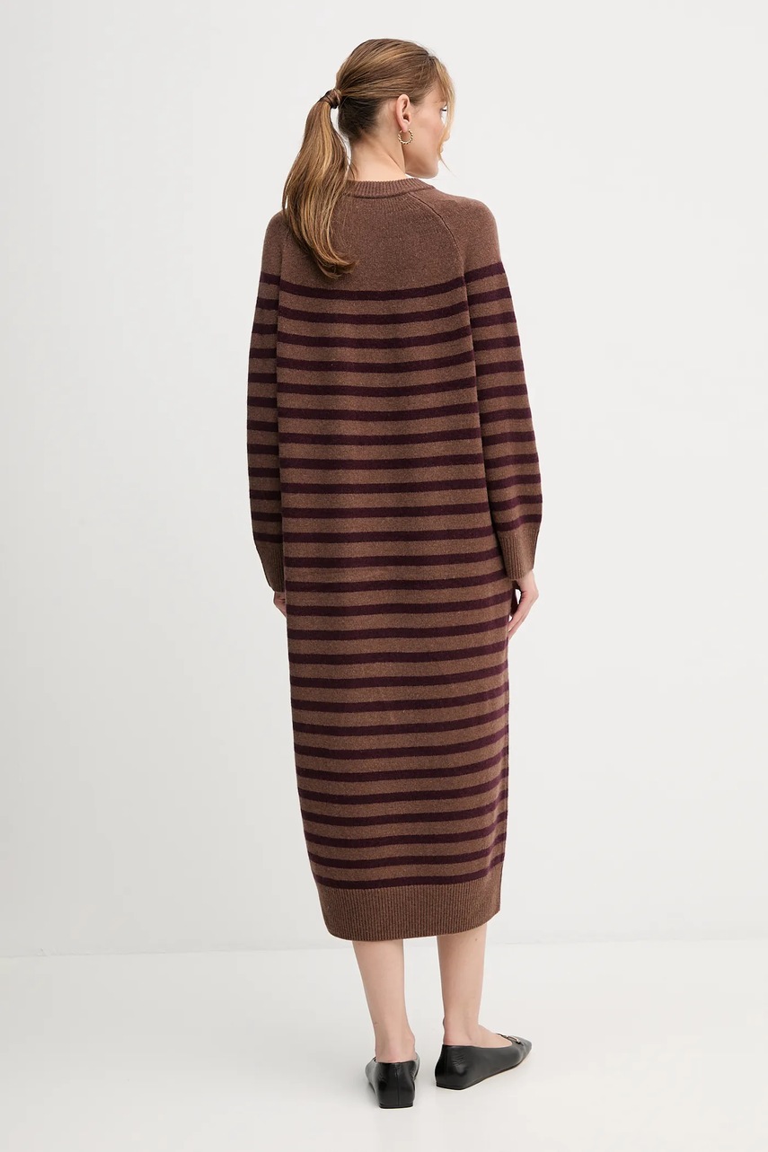 Вовняна сукня Tommy Hilfiger колір коричневий midi oversize WW0WW46761