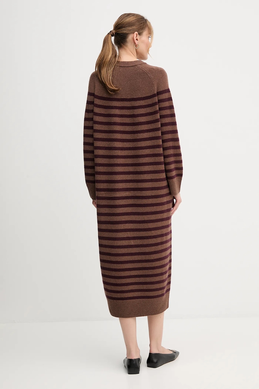 Шерстяное платье Tommy Hilfiger цвет коричневый midi oversize WW0WW46761 Шерстяное платье Tommy Hilfiger цвет коричневый midi oversize WW0WW46761