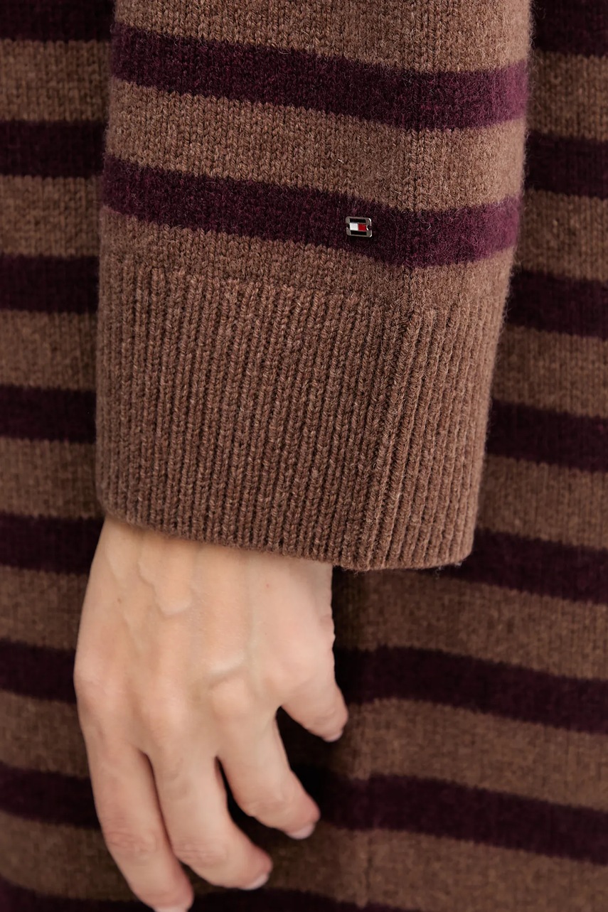 Вовняна сукня Tommy Hilfiger колір коричневий midi oversize WW0WW46761
