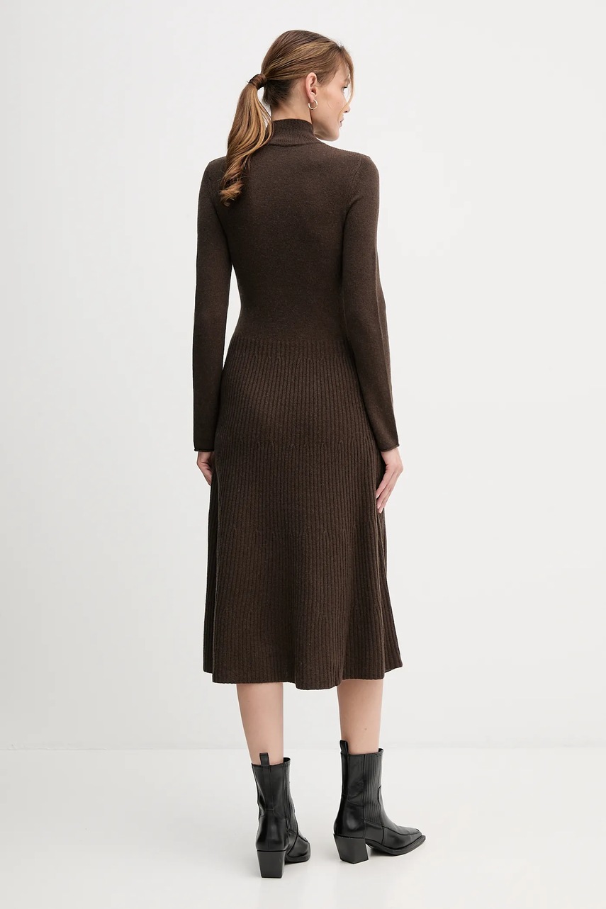 Вовняна сукня Tommy Hilfiger колір зелений midi розкльошена WW0WW47303