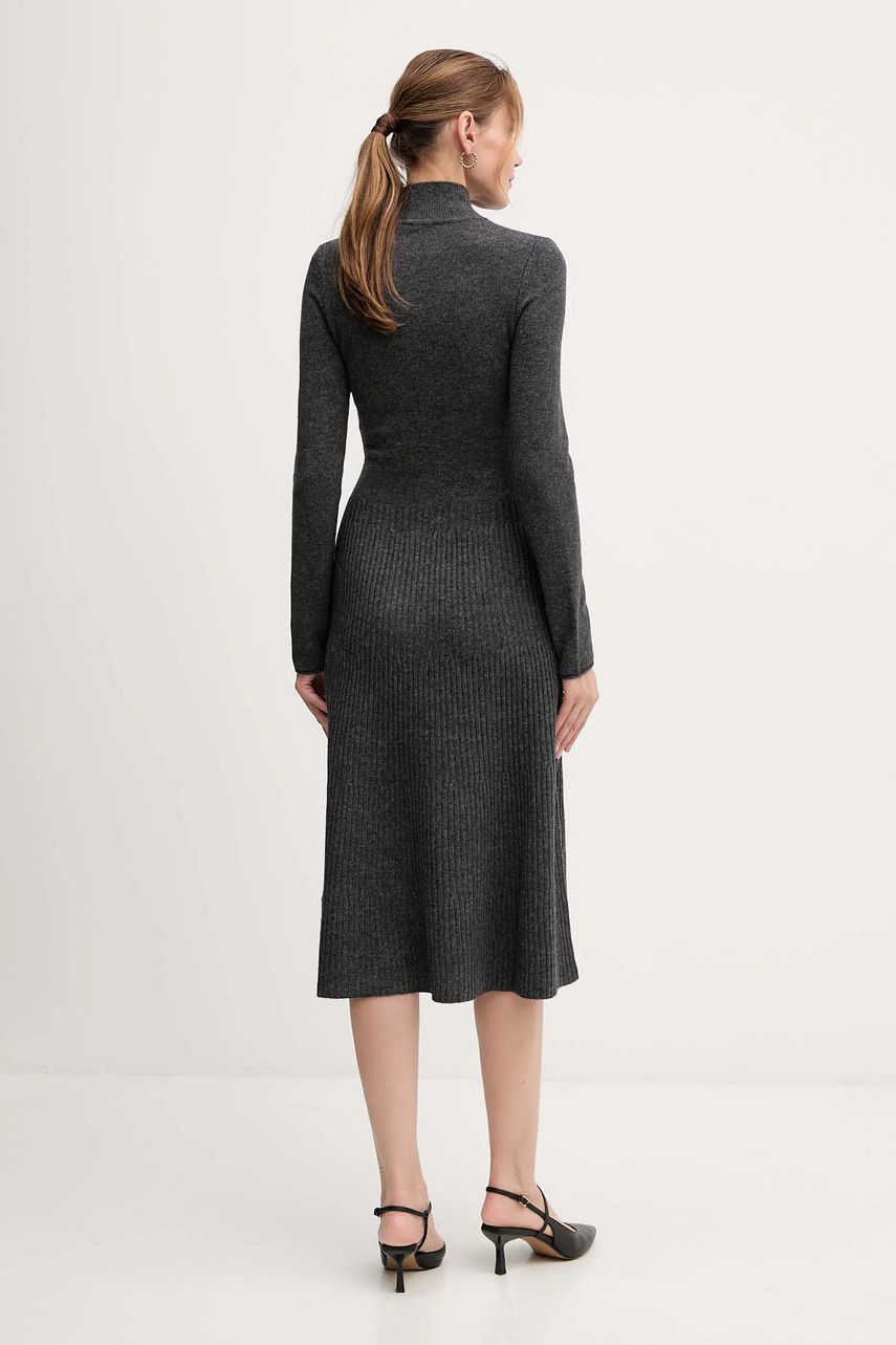 Вовняна сукня Tommy Hilfiger колір сірий midi розкльошена WW0WW47303