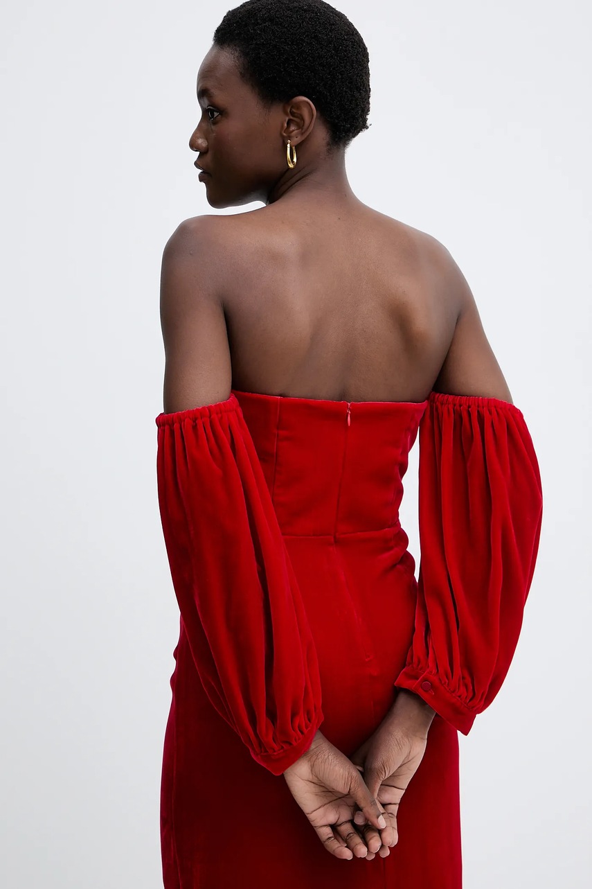 Сукня з додаванням шовку Forte Forte колір червоний midi облягаюча 14350.mydress