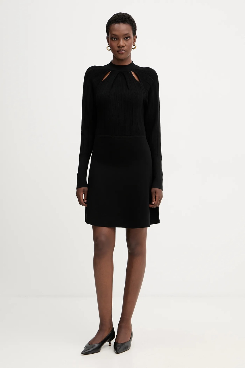 Сукня BOSS колір чорний mini розкльошена 50547906