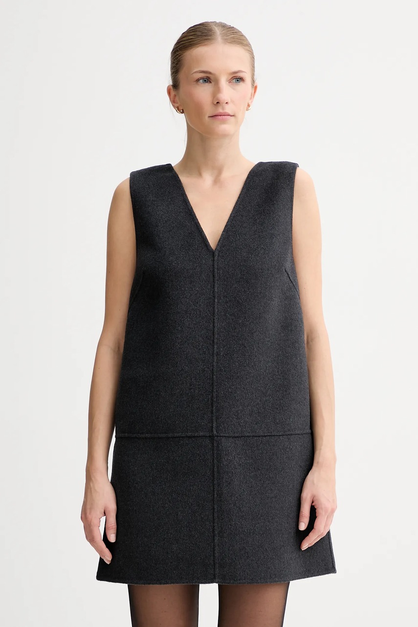 Сукня з додаванням вовни Calvin Klein колір сірий mini розкльошена LV044D017G