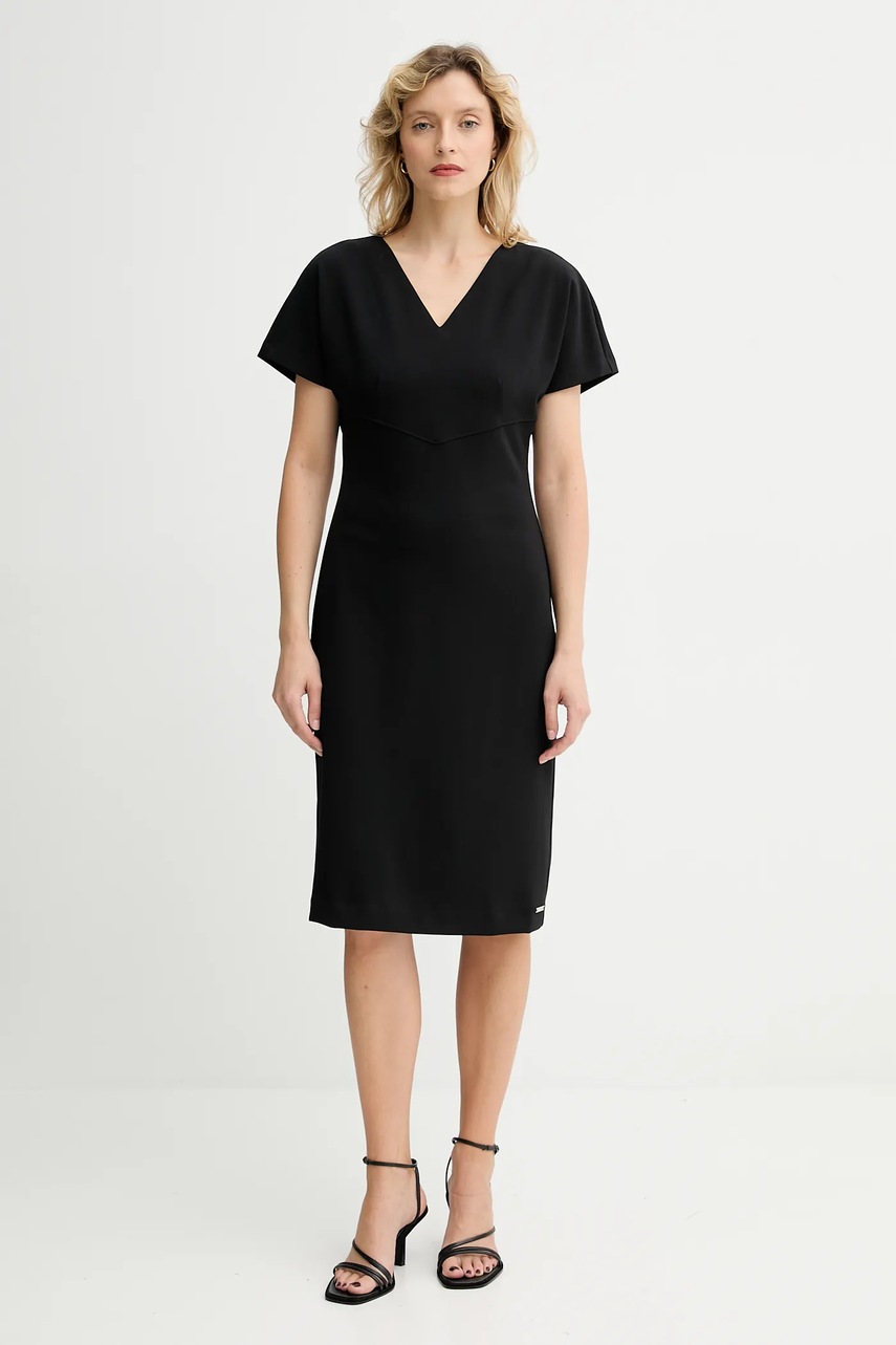 Levně Šaty Calvin Klein černá barva, midi, LV044D064G