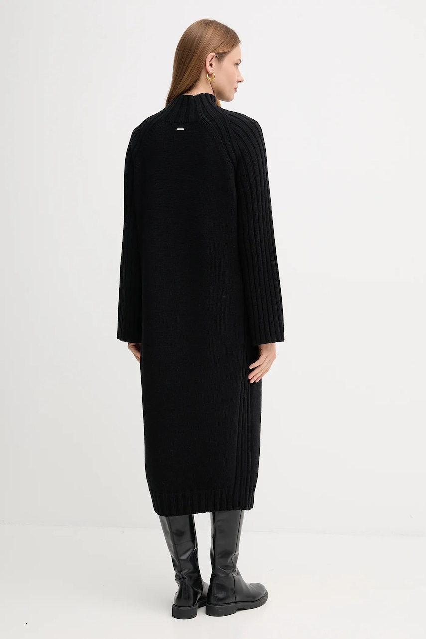 Сукня з вовною Barbour VERA колір чорний midi пряма LDR0940