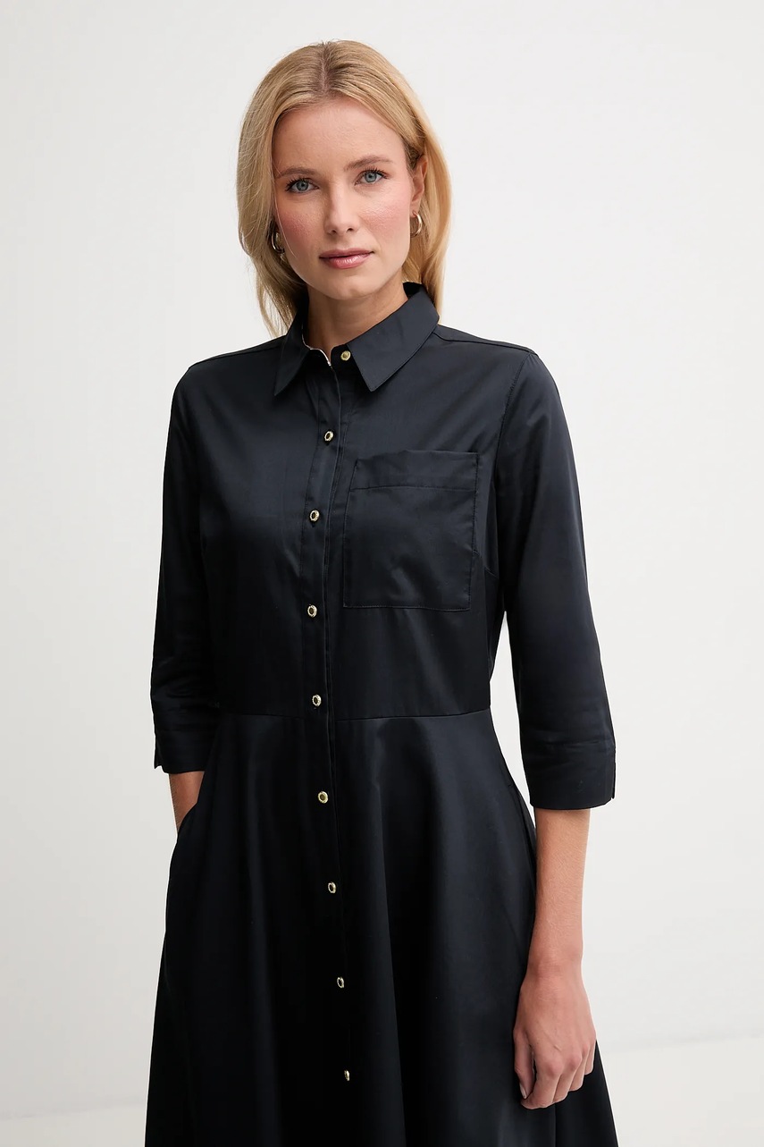 Бавовняна сукня Barbour SAFFRON колір синій midi розкльошена LDR0942