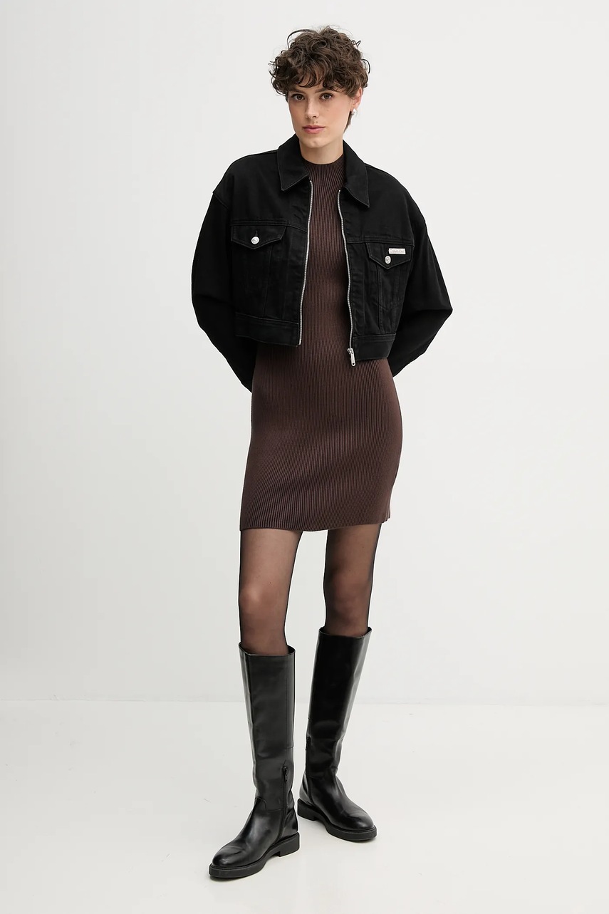 Сукня Calvin Klein Jeans колір коричневий mini облягаюча LV047D318G