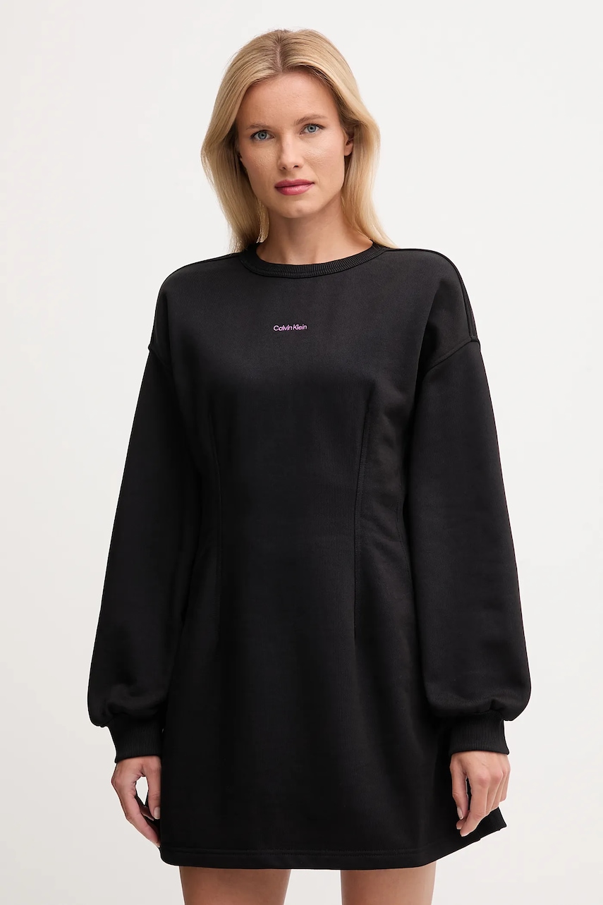 Levně Bavlněné šaty Calvin Klein Jeans černá barva, mini, LV047D227G