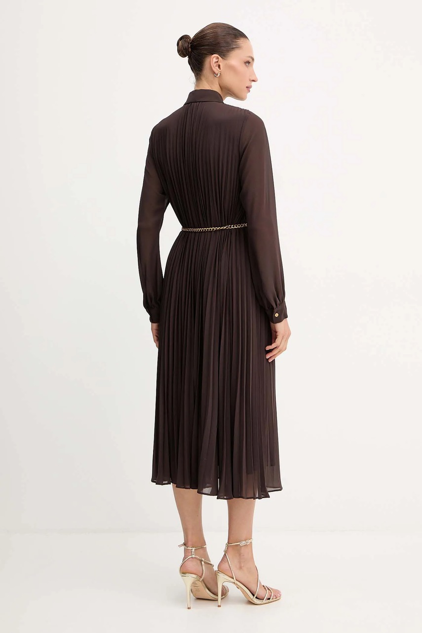 Сукня MICHAEL Michael Kors колір коричневий midi розкльошена MF5838A7R3