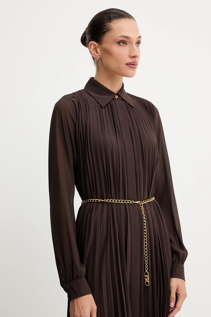 Сукня MICHAEL Michael Kors колір коричневий midi розкльошена MF5838A7R3