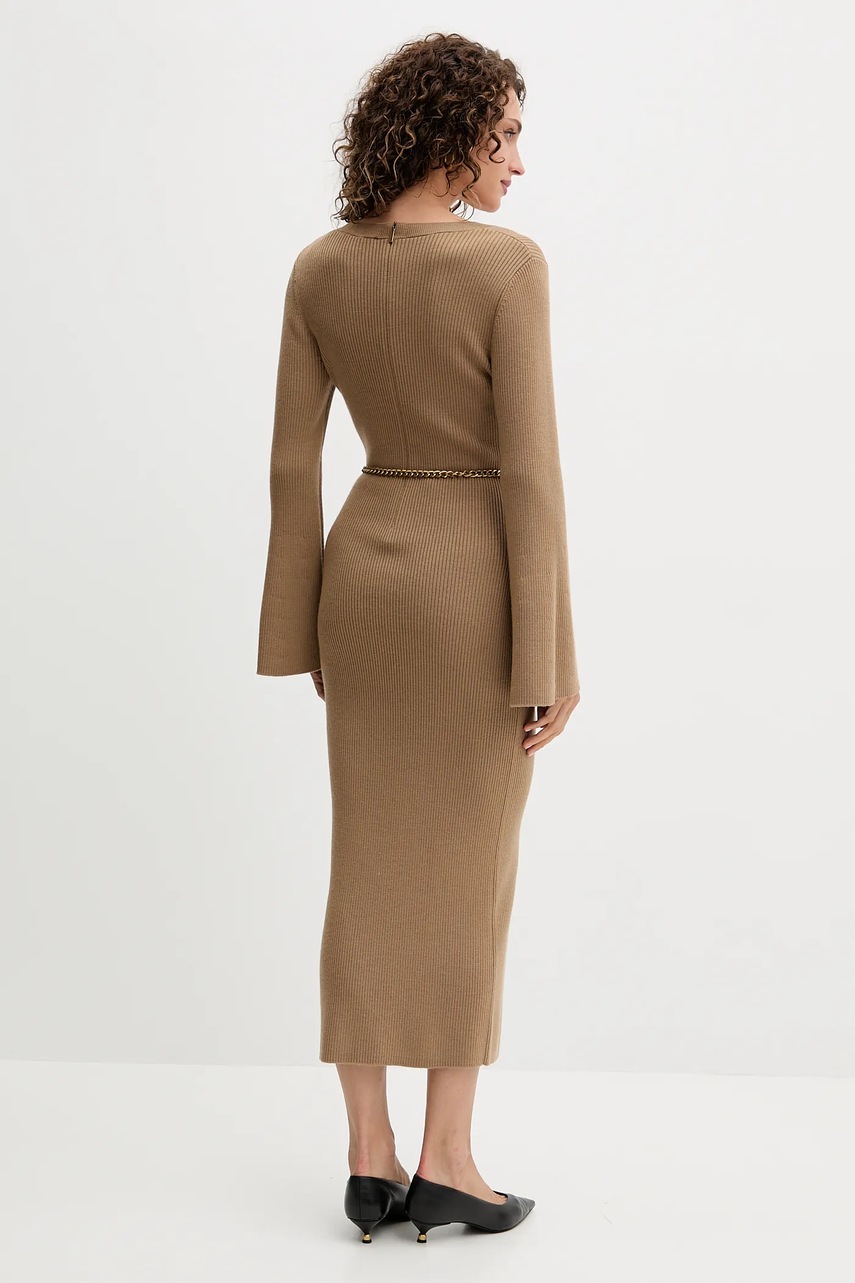 Сукня з додаванням вовни MICHAEL Michael Kors колір зелений maxi облягаюча MF5835G4VR