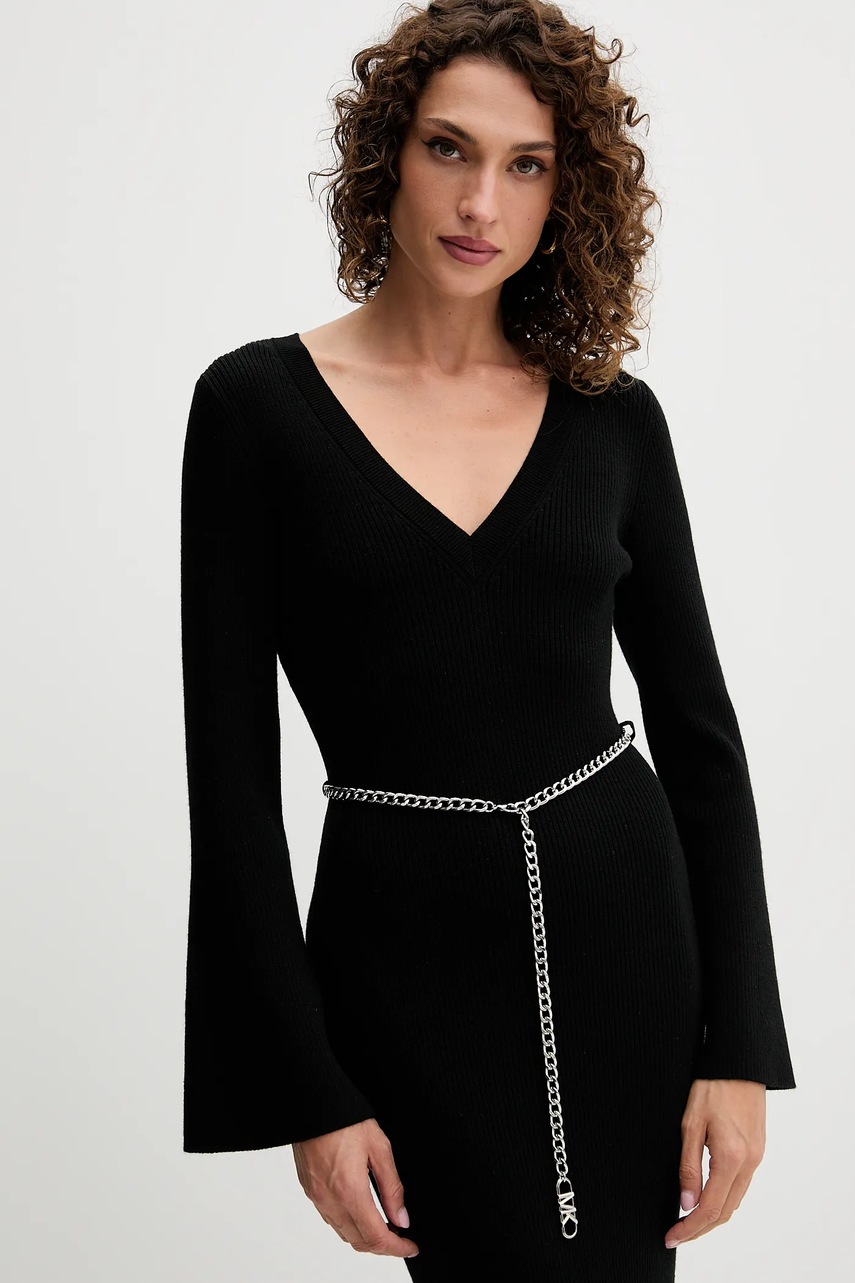 Сукня з додаванням вовни MICHAEL Michael Kors колір чорний maxi облягаюча MF5835G4VR