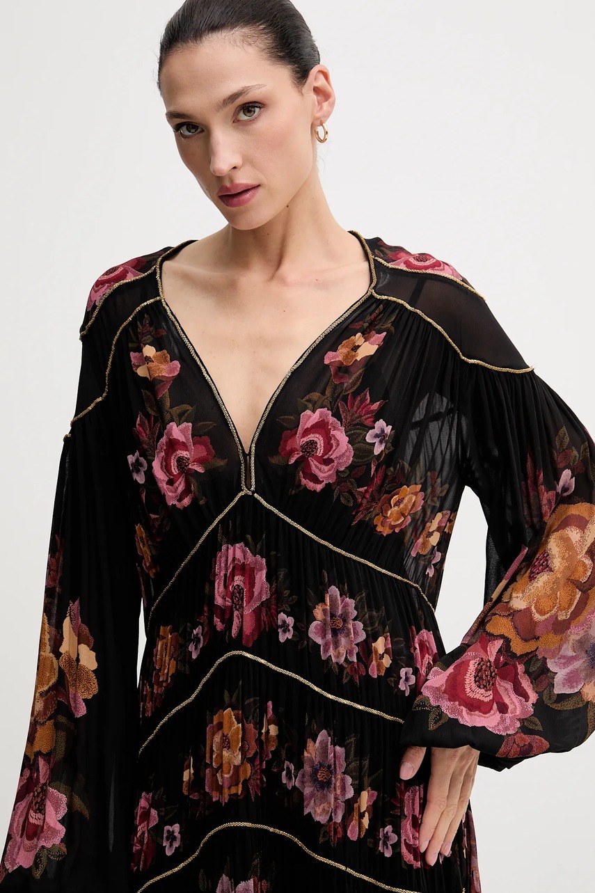 Сукня Farm Rio колір чорний maxi розкльошена 342685