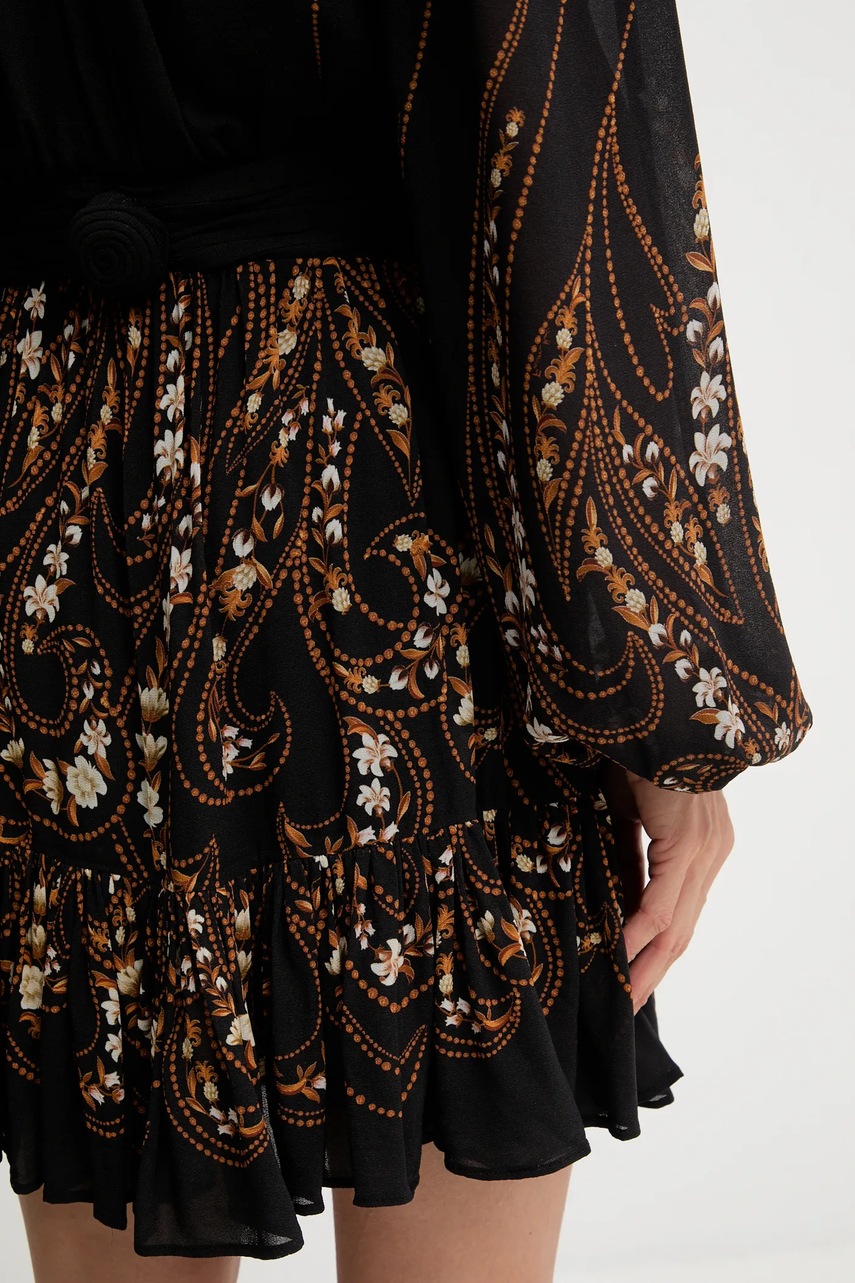 Сукня Farm Rio колір чорний mini розкльошена 339815